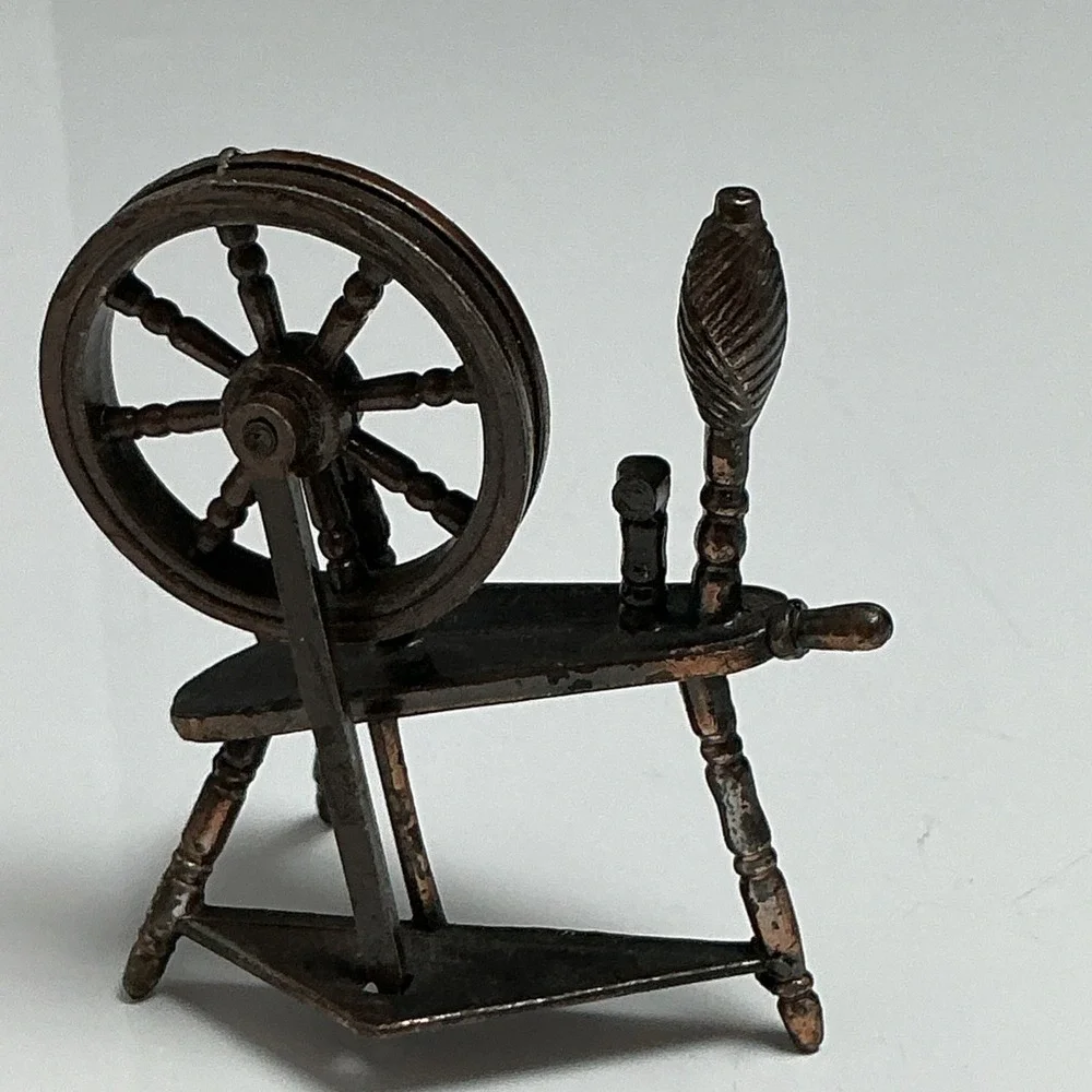 VTG 1976 Durham‎ Industries Diecast Metal Dollhouse Furniture #18 Spinning Wheel